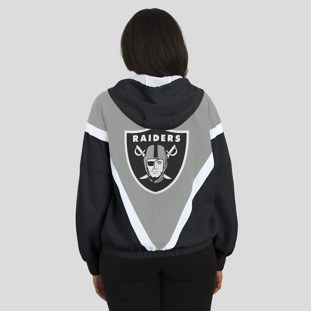 NFL Las Vegas Raiders WEAR by Erin Andrews Women's Retro Crinkle Full-Zip Hoodie Windbreaker