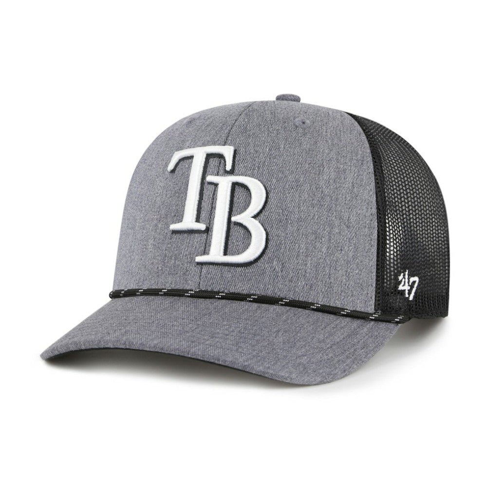 Tampa Bay Rays Carbon Rope Trucker Adjustable Hat - Charcoal | 47 brand