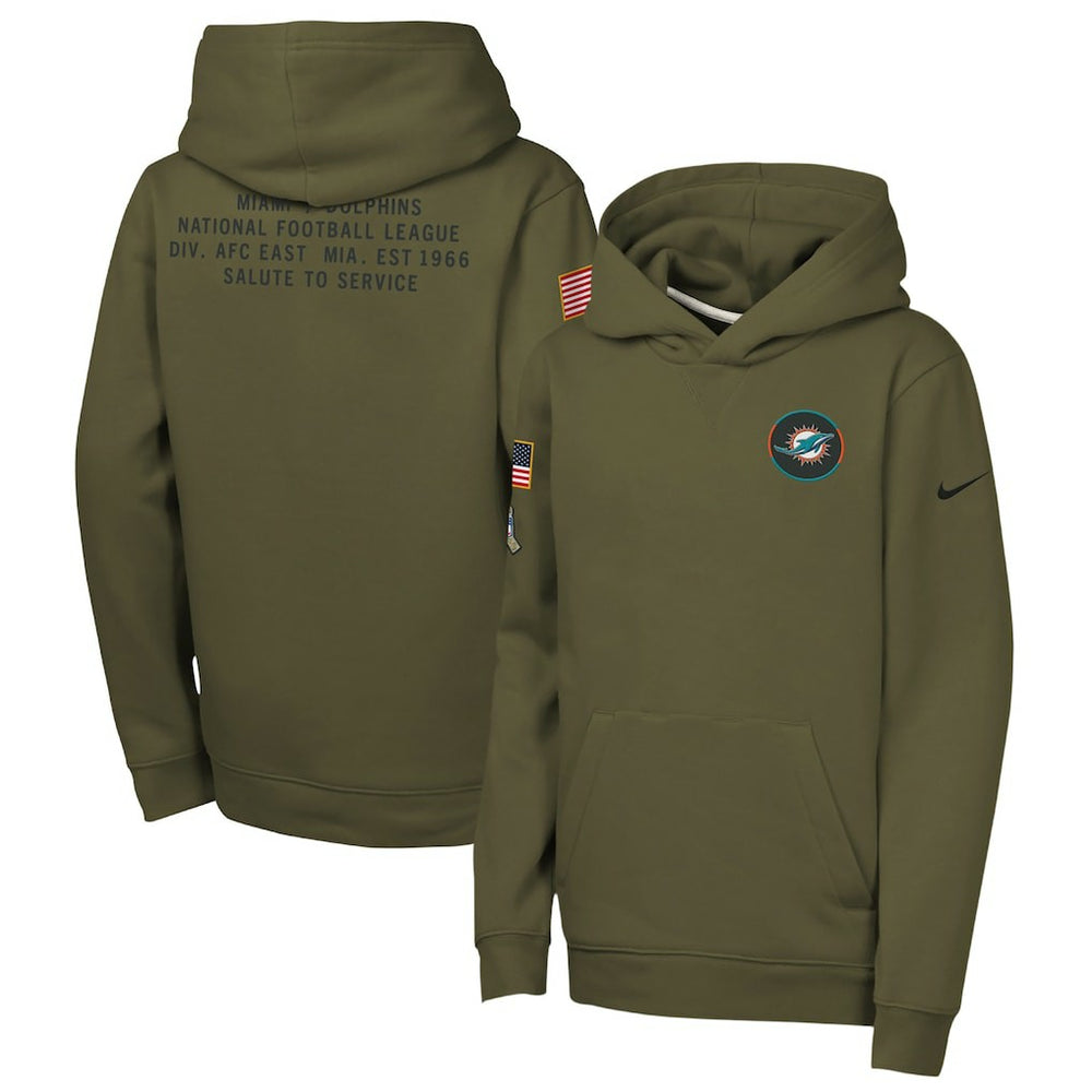 NFL Miami Dolphins Youth 2025 Salute to Service Club Fleece Hoodie