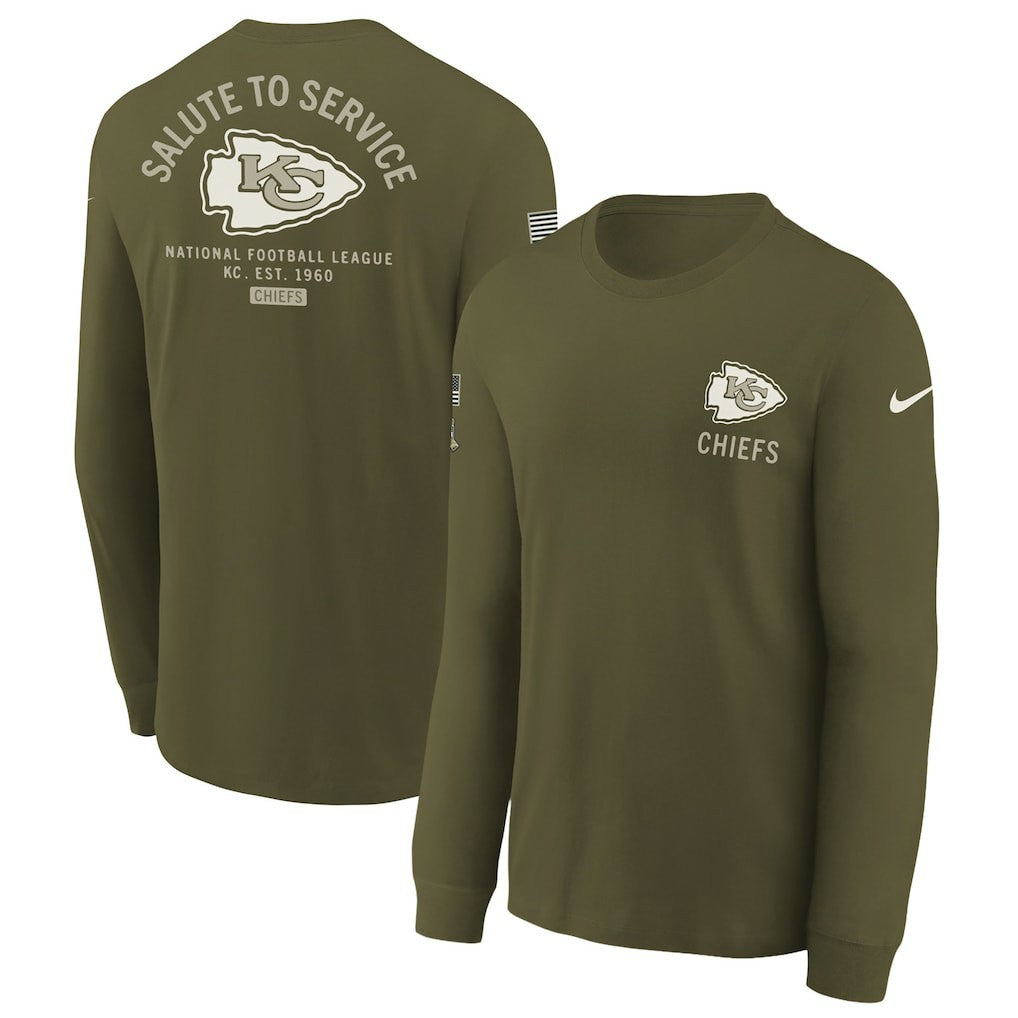 NFL Kansas City Chiefs Youth 2025 Salute to Service Sideline Long Sleeve T-Shirt