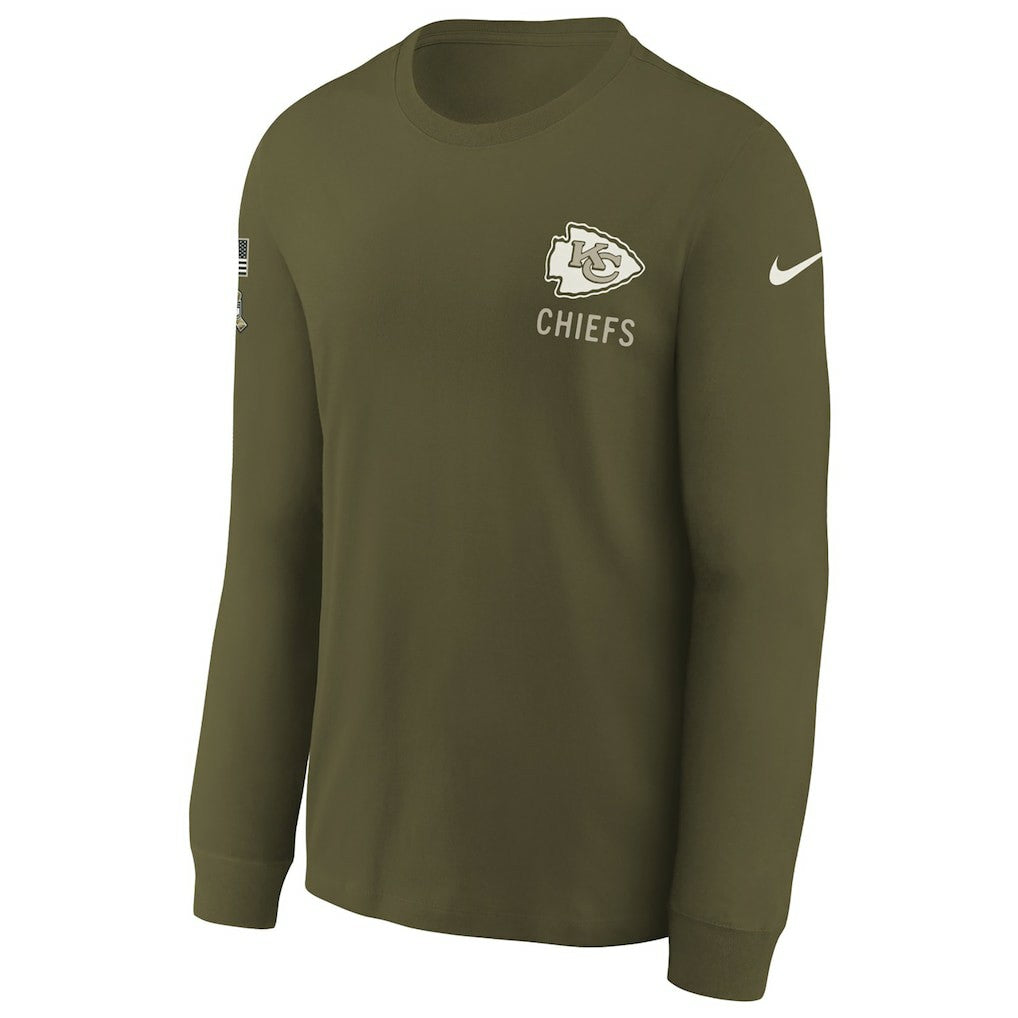NFL Kansas City Chiefs Youth 2025 Salute to Service Sideline Long Sleeve T-Shirt