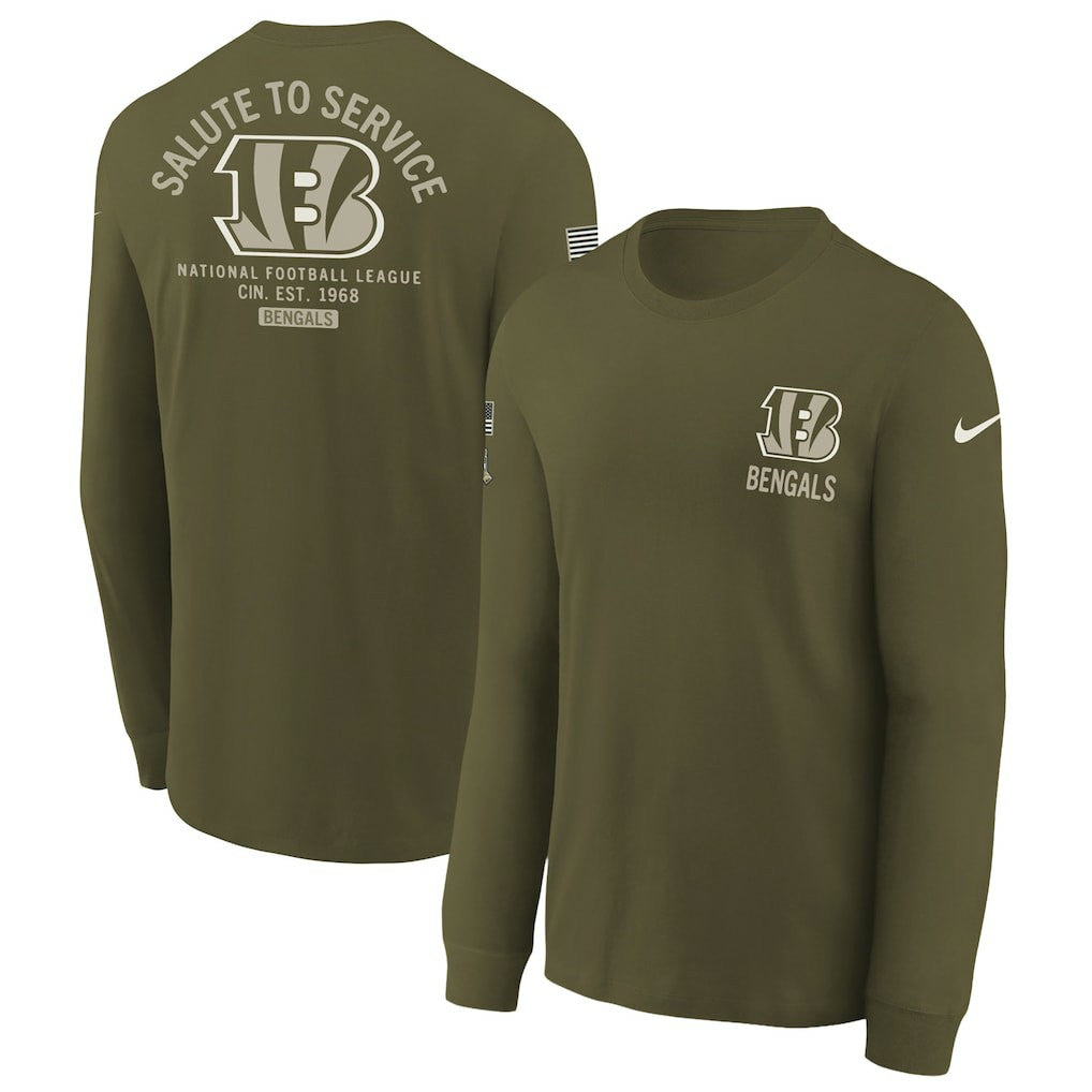 NFL Cincinnati Bengals Youth 2025 Salute to Service Sideline Long Sleeve T-Shirt