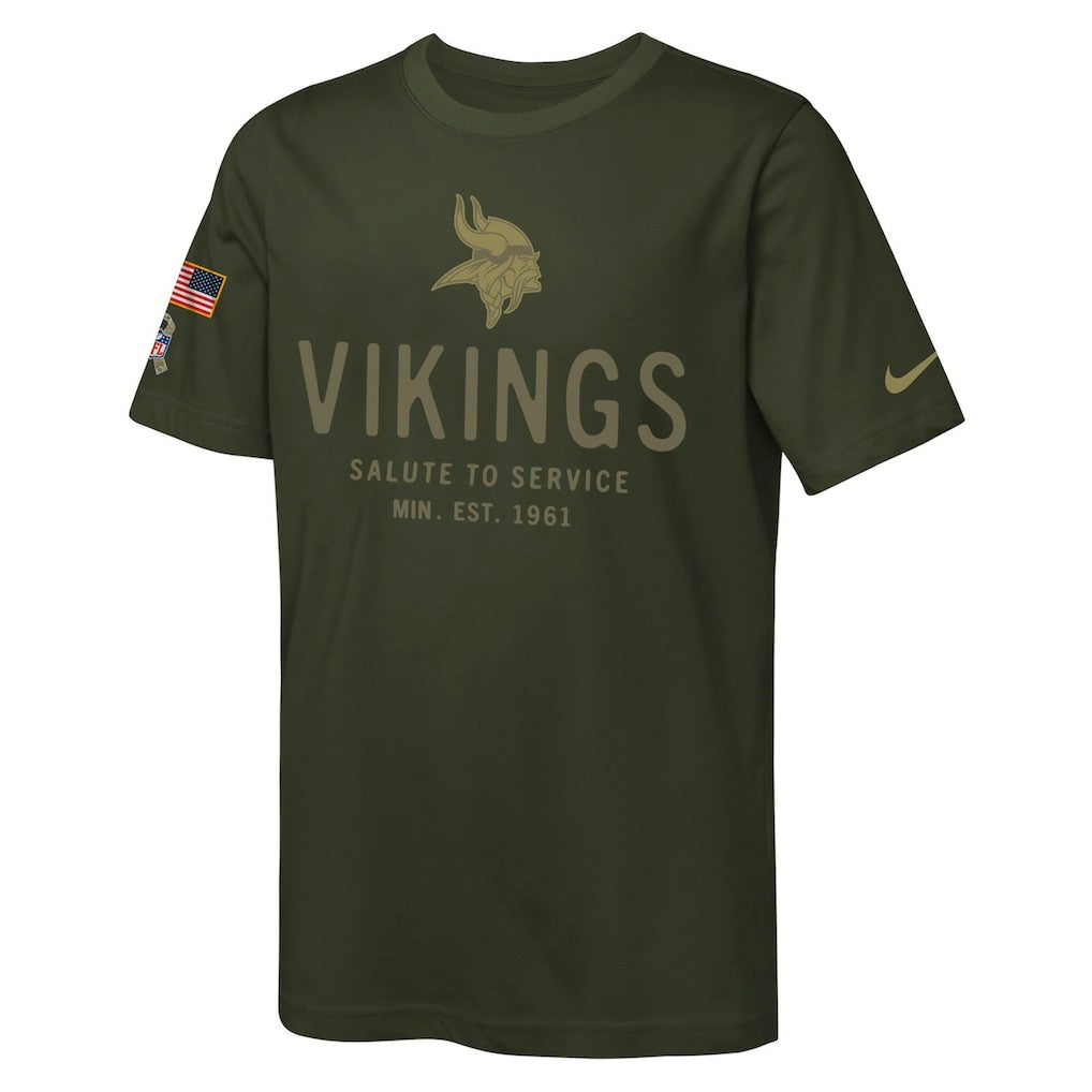 NFL Minnesota Vikings Youth 2025 Salute to Service Sideline Dri-FIT T-Shirt