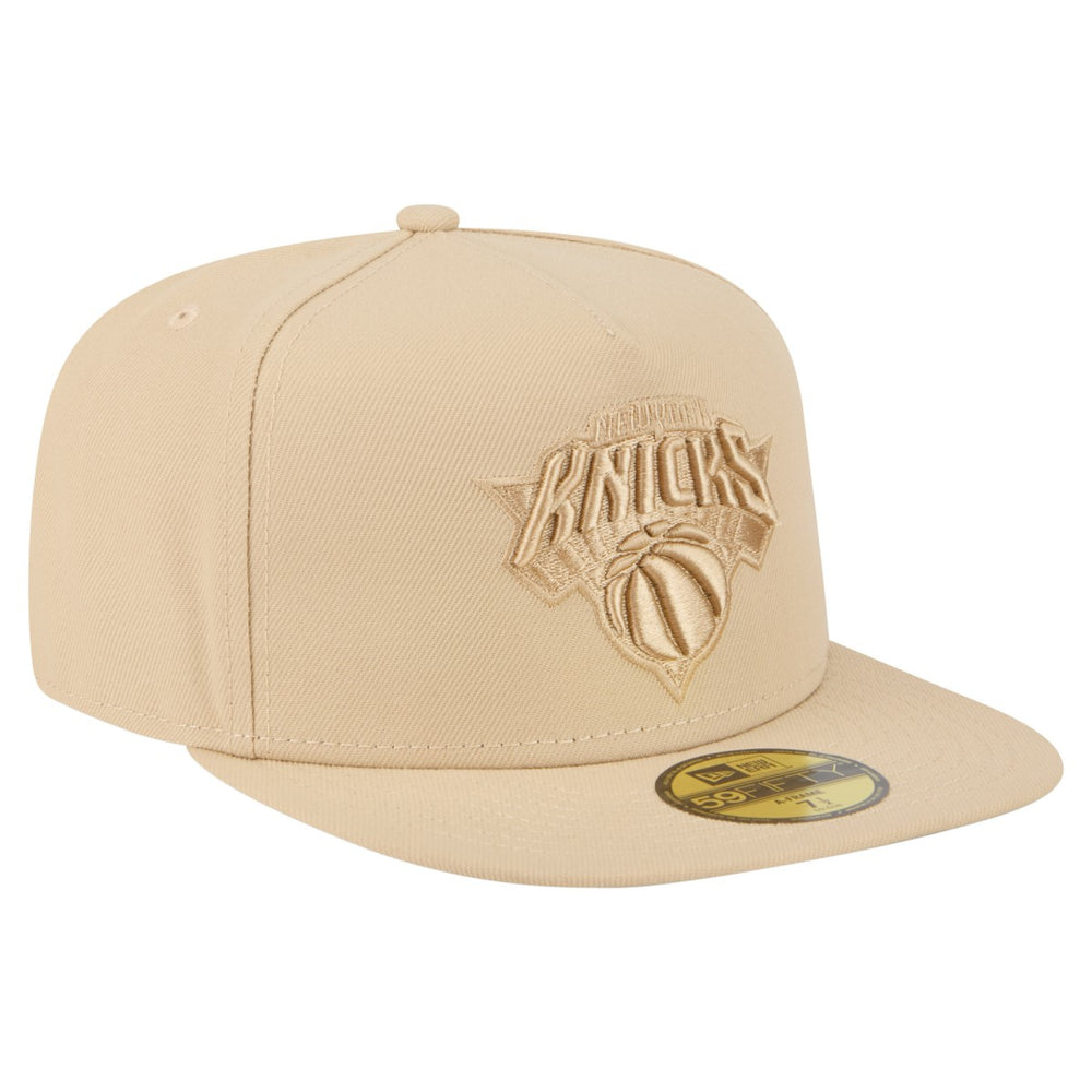 New York Knicks Color Pack A-Frame 59FIFTY Fitted Hat - Khaki | New Era discount