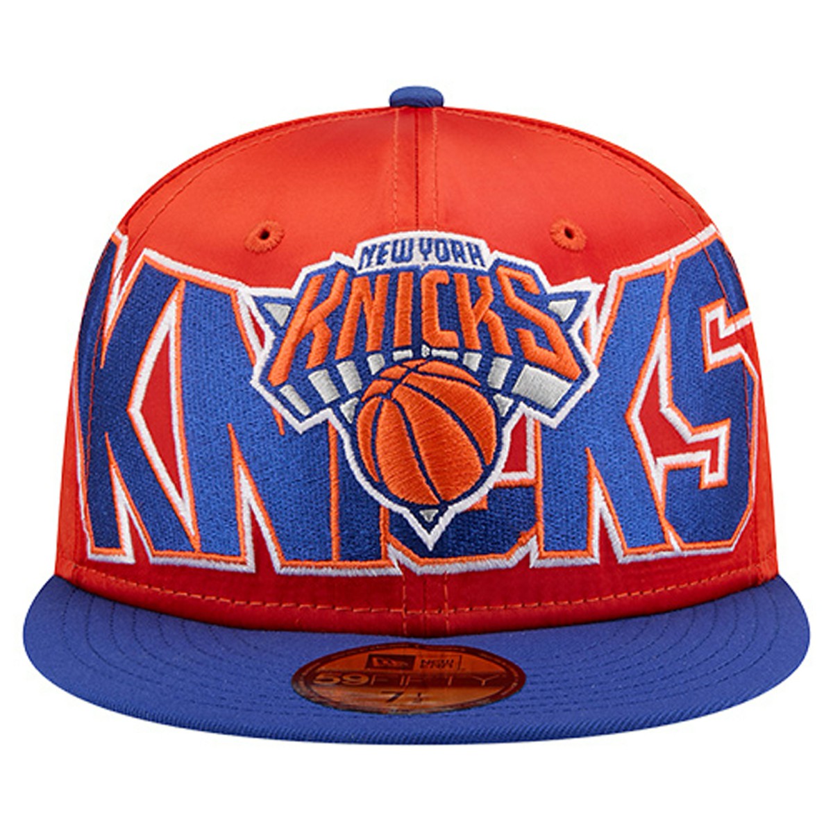 New York Knicks Satin Two-Tone 59FIFTY Fitted Hat - Orange/Blue | New Era cheap