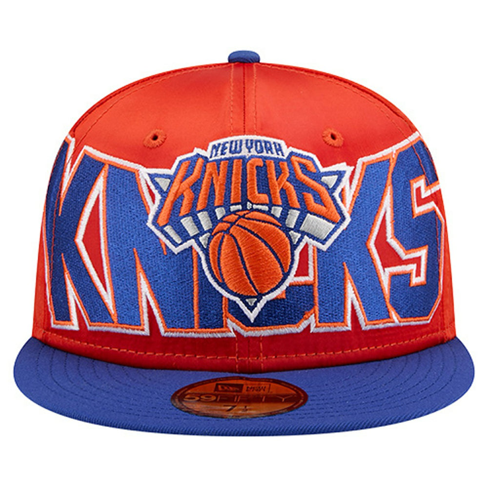 New York Knicks Satin Two-Tone 59FIFTY Fitted Hat - Orange/Blue | New Era cheap