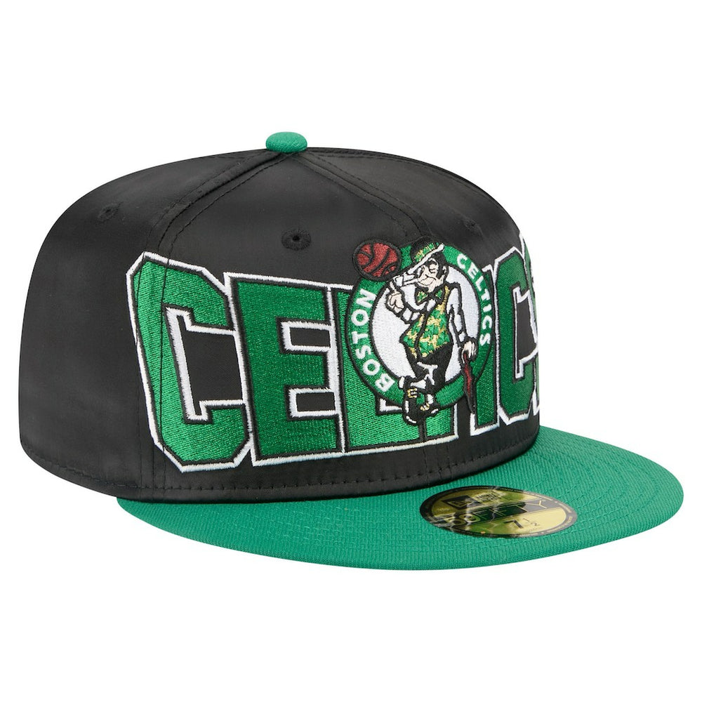 Boston Celtics Satin Two-Tone 59FIFTY Fitted Hat - Black/Kelly Green | New Era shop