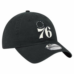 Philadelphia 76ers Stamp Fabric Applique 9TWENTY Adjustable Hat - Black | New Era for sale