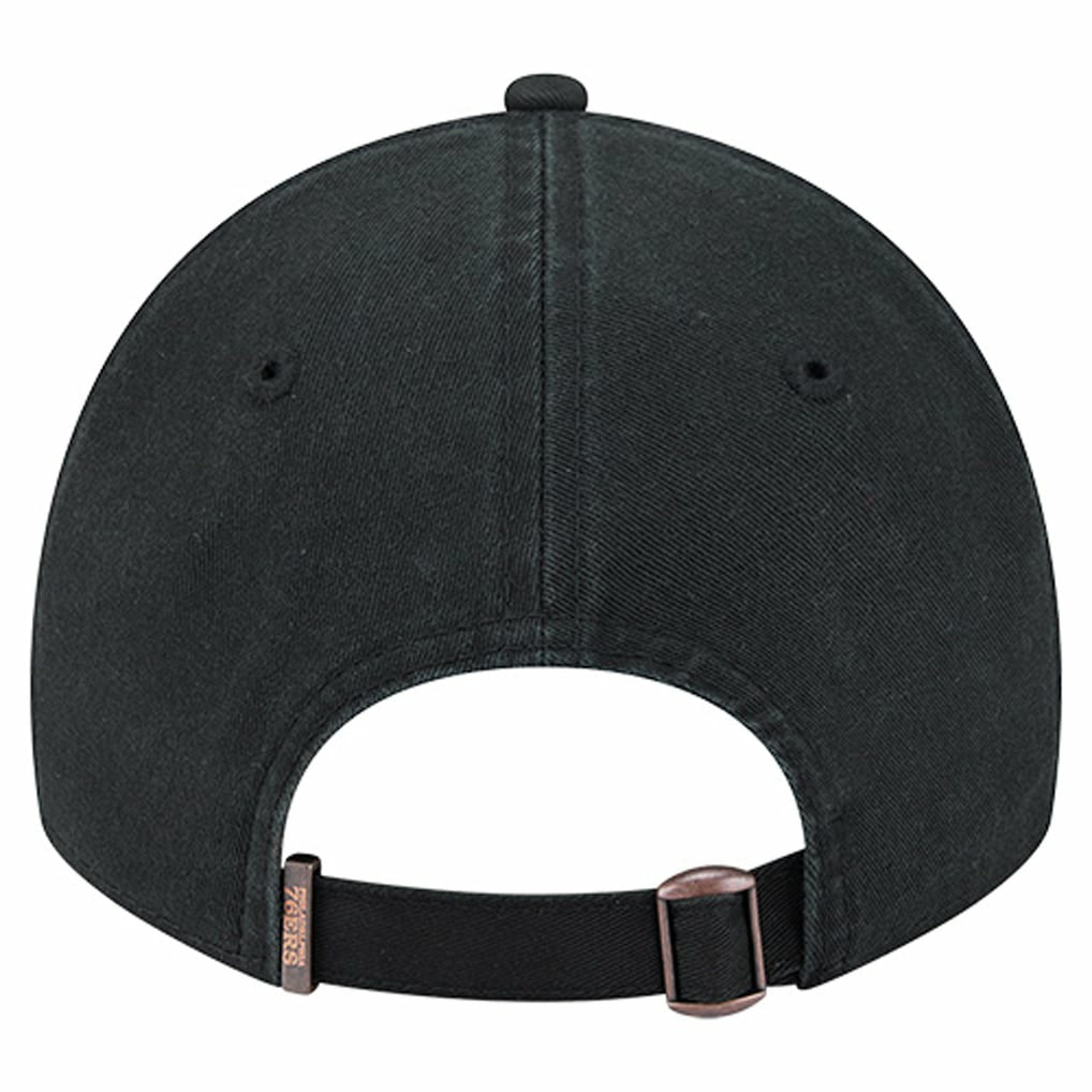 Philadelphia 76ers Stamp Fabric Applique 9TWENTY Adjustable Hat - Black | New Era for sale