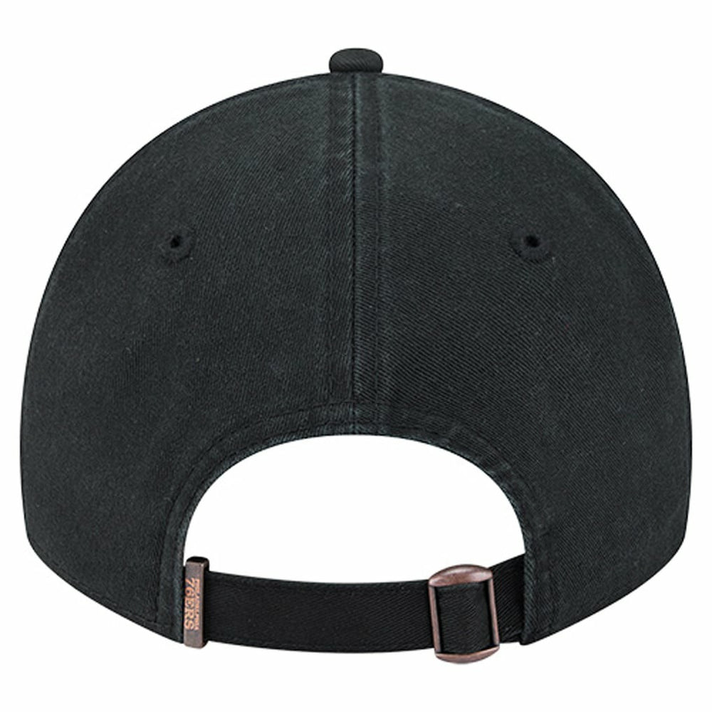 Philadelphia 76ers Stamp Fabric Applique 9TWENTY Adjustable Hat - Black | New Era for sale