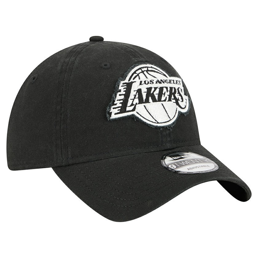 Los Angeles Lakers Stamp Fabric Applique 9TWENTY Adjustable Hat - Black | New Era for sale