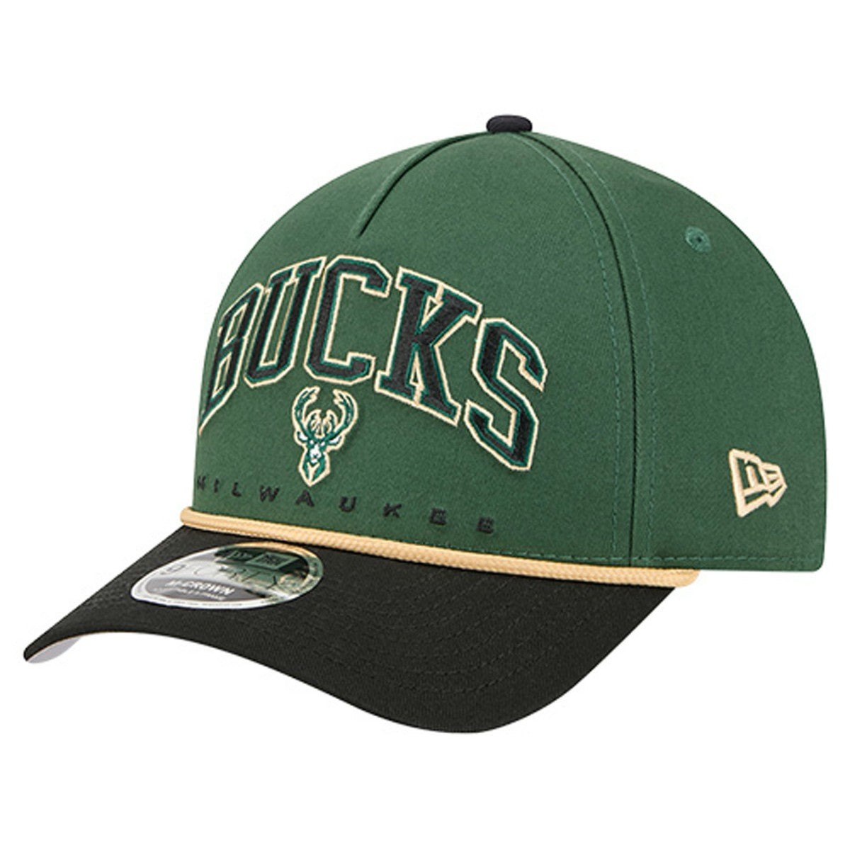 Milwaukee Bucks Bold Arch COOLERA 9FORTY A-Frame M-Crown Adjustable Hat - Hunter Green | New Era shop
