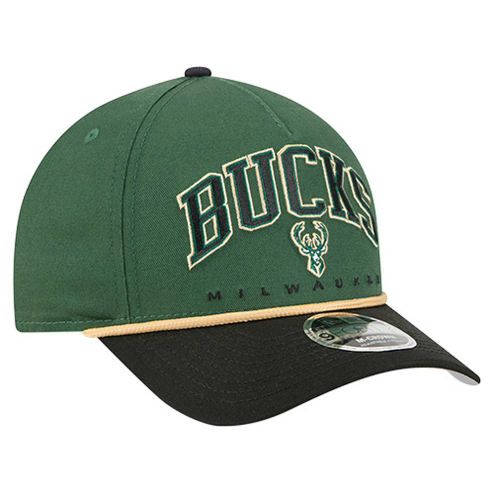 Milwaukee Bucks Bold Arch COOLERA 9FORTY A-Frame M-Crown Adjustable Hat - Hunter Green | New Era shop