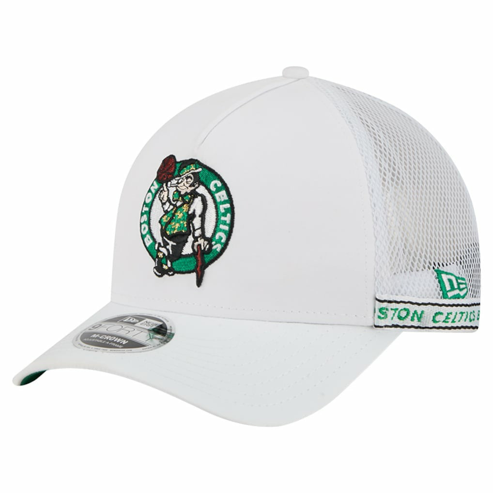 Boston Celtics Featherweight Team Tape 9FORTY M-Crown A-Frame Adjustable Hat - White | New Era on sale