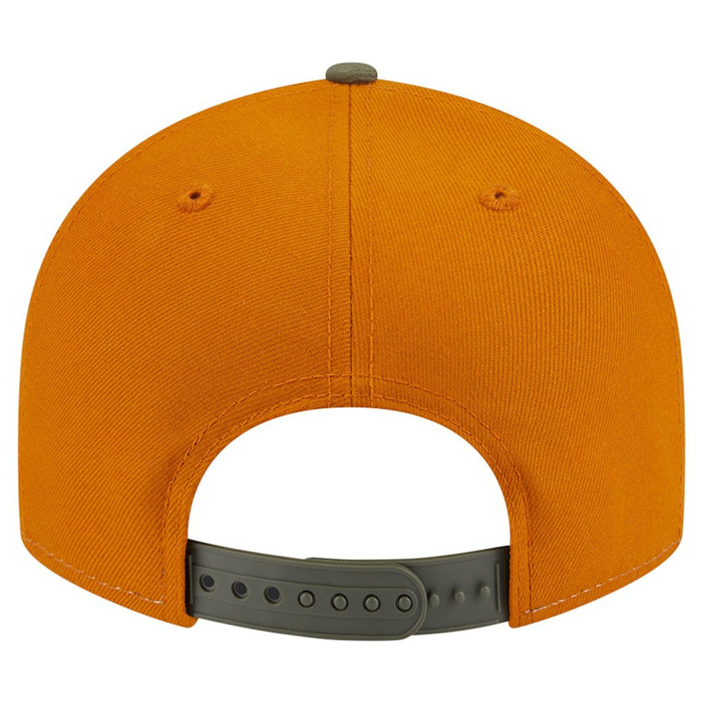 Golden State Warriors Two-Tone Color Pack Split Panel 9FIFTY Adjustable Hat sale - Olive/Burnt Orange | New Era cheap