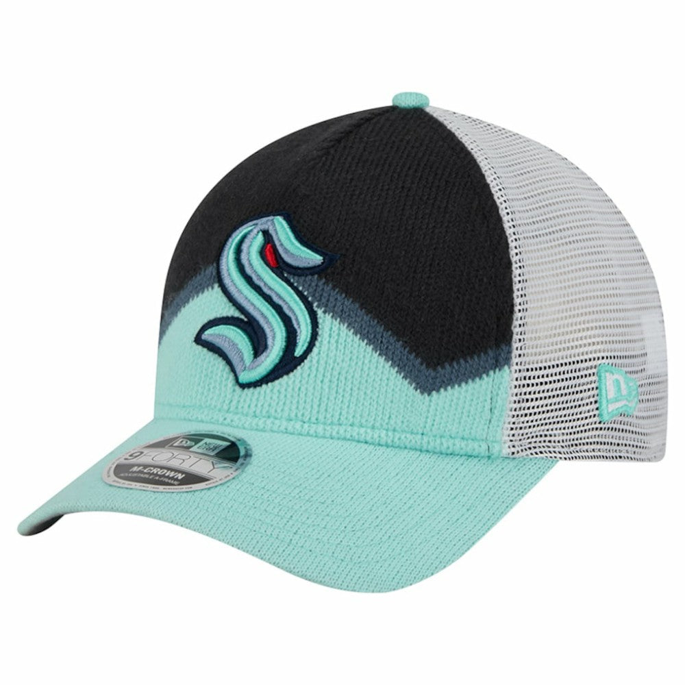 Seattle Kraken New Era Hockey Sock 9FORTY A-Frame M-Crown Adjustable Trucker Hat
