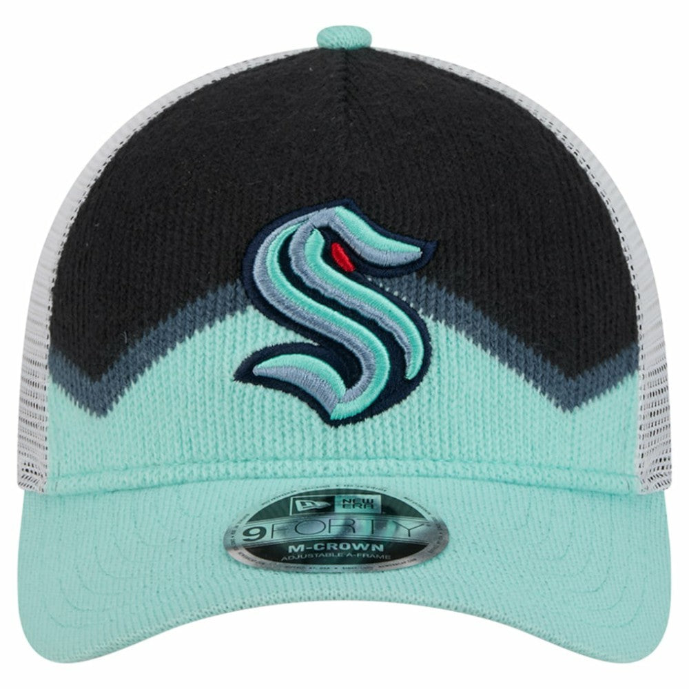 Seattle Kraken New Era Hockey Sock 9FORTY A-Frame M-Crown Adjustable Trucker Hat