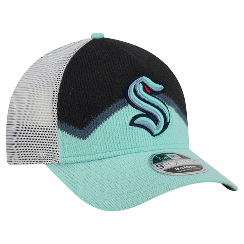 Seattle Kraken New Era Hockey Sock 9FORTY A-Frame M-Crown Adjustable Trucker Hat