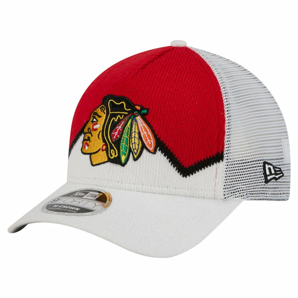Chicago Blackhawks New Era Hockey Sock 9FORTY A-Frame M-Crown Adjustable Trucker Hat