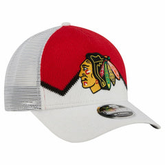 Chicago Blackhawks New Era Hockey Sock 9FORTY A-Frame M-Crown Adjustable Trucker Hat