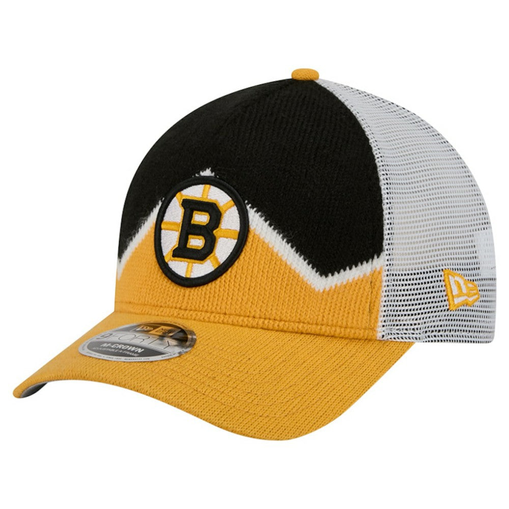 Boston Bruins New Era Hockey Sock 9FORTY A-Frame M-Crown Adjustable Trucker Hat