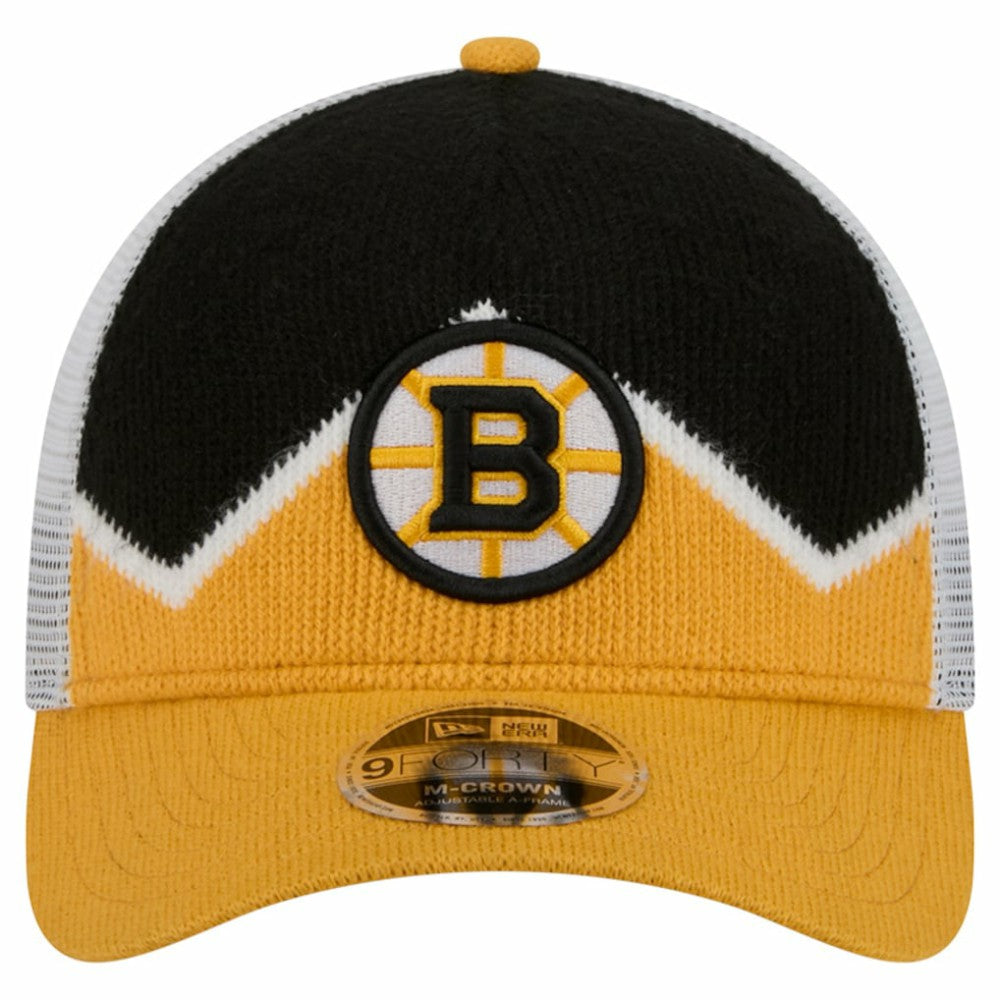 Boston Bruins New Era Hockey Sock 9FORTY A-Frame M-Crown Adjustable Trucker Hat