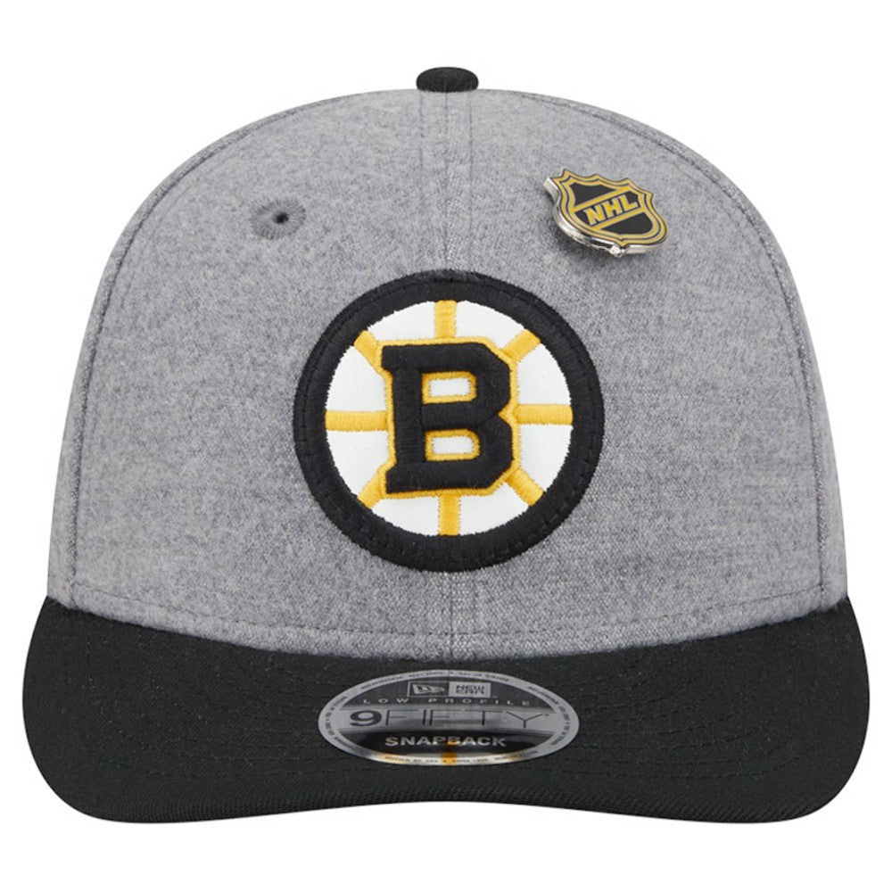 Boston Bruins New Era Wool Pin Low Profile 9FIFTY Snapback Hat