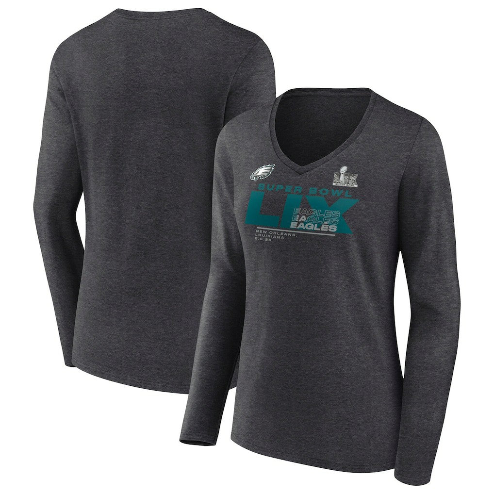 NFL Philadelphia Eagles Women's Super Bowl LIX Quick Pass Long Sleeve V-Neck T-Shirt