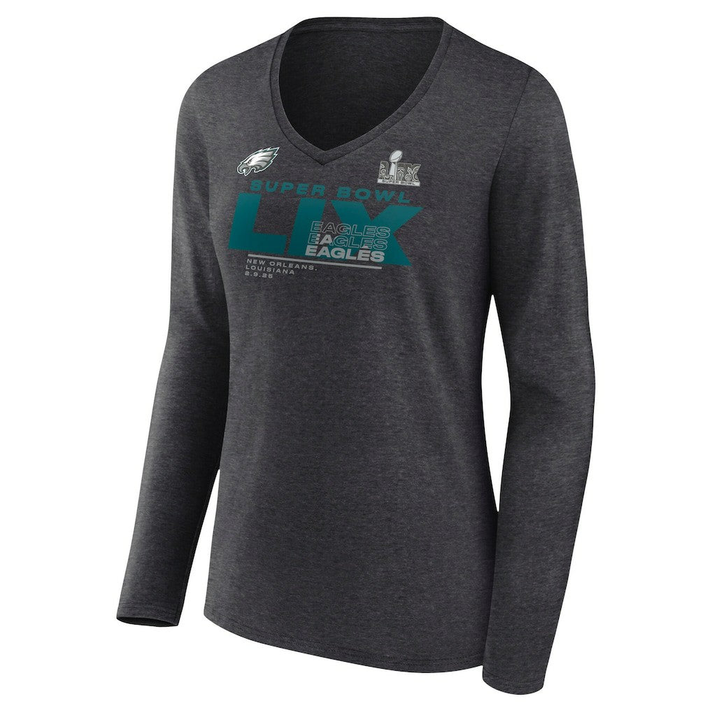 NFL Philadelphia Eagles Women's Super Bowl LIX Quick Pass Long Sleeve V-Neck T-Shirt