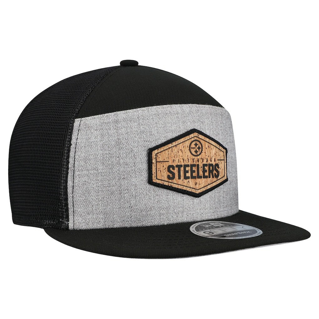 NFL Pittsburgh Steelers Cork Split Panel 9FIFTY Trucker Snapback Hat