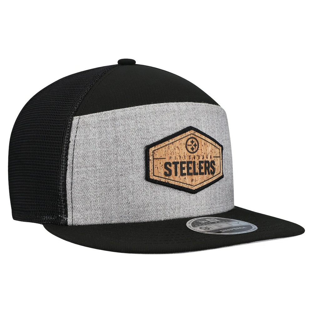 NFL Pittsburgh Steelers Cork Split Panel 9FIFTY Trucker Snapback Hat