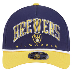Milwaukee Brewers Arch 9FORTY A-Frame M-Crown Adjustable Hat - Navy/Gold | New Era