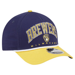 Milwaukee Brewers Arch 9FORTY A-Frame M-Crown Adjustable Hat - Navy/Gold | New Era
