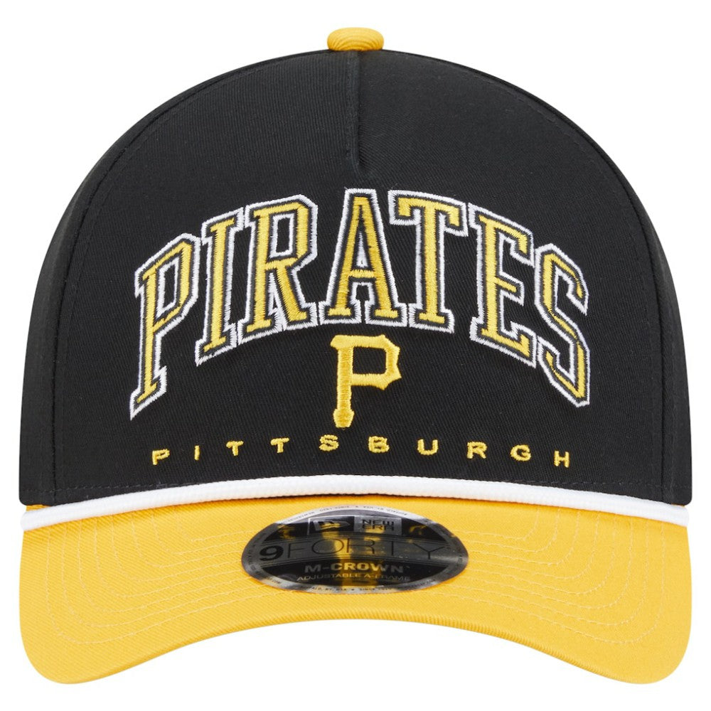 Pittsburgh Pirates Arch 9FORTY A-Frame M-Crown Adjustable Hat - Black/Gold | New Era
