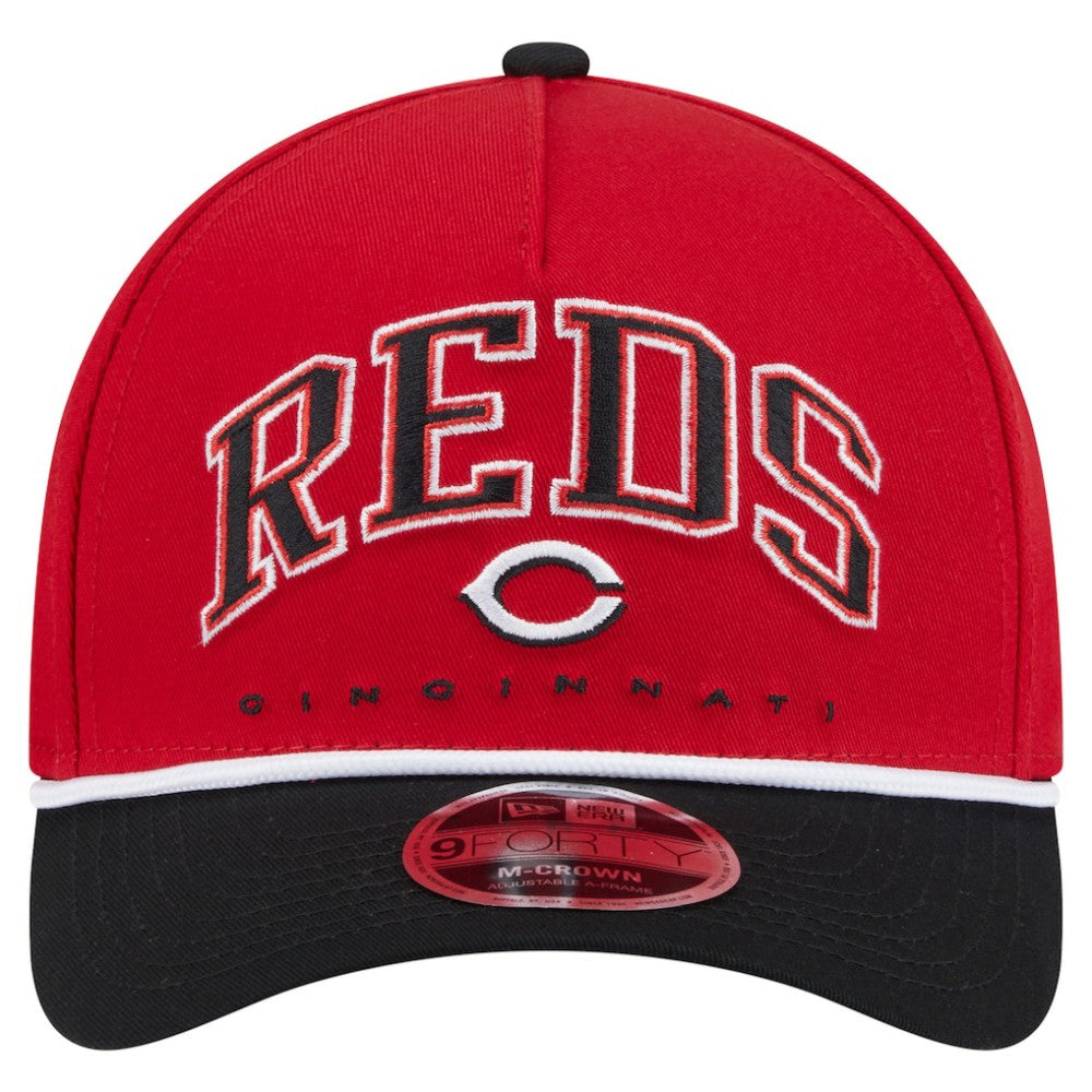 Cincinnati Reds Arch 9FORTY A-Frame M-Crown Adjustable Hat - Red/Black | New Era
