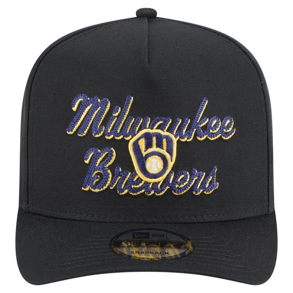 Milwaukee Brewers Chainstitch 9FIFTY A-Frame Snapback Hat - Black | New Era