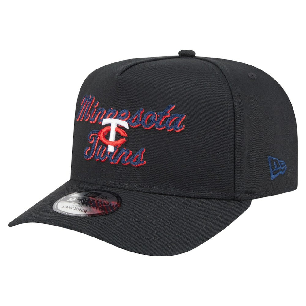 Minnesota Twins Chainstitch 9FIFTY A-Frame Snapback Hat - Black | New Era