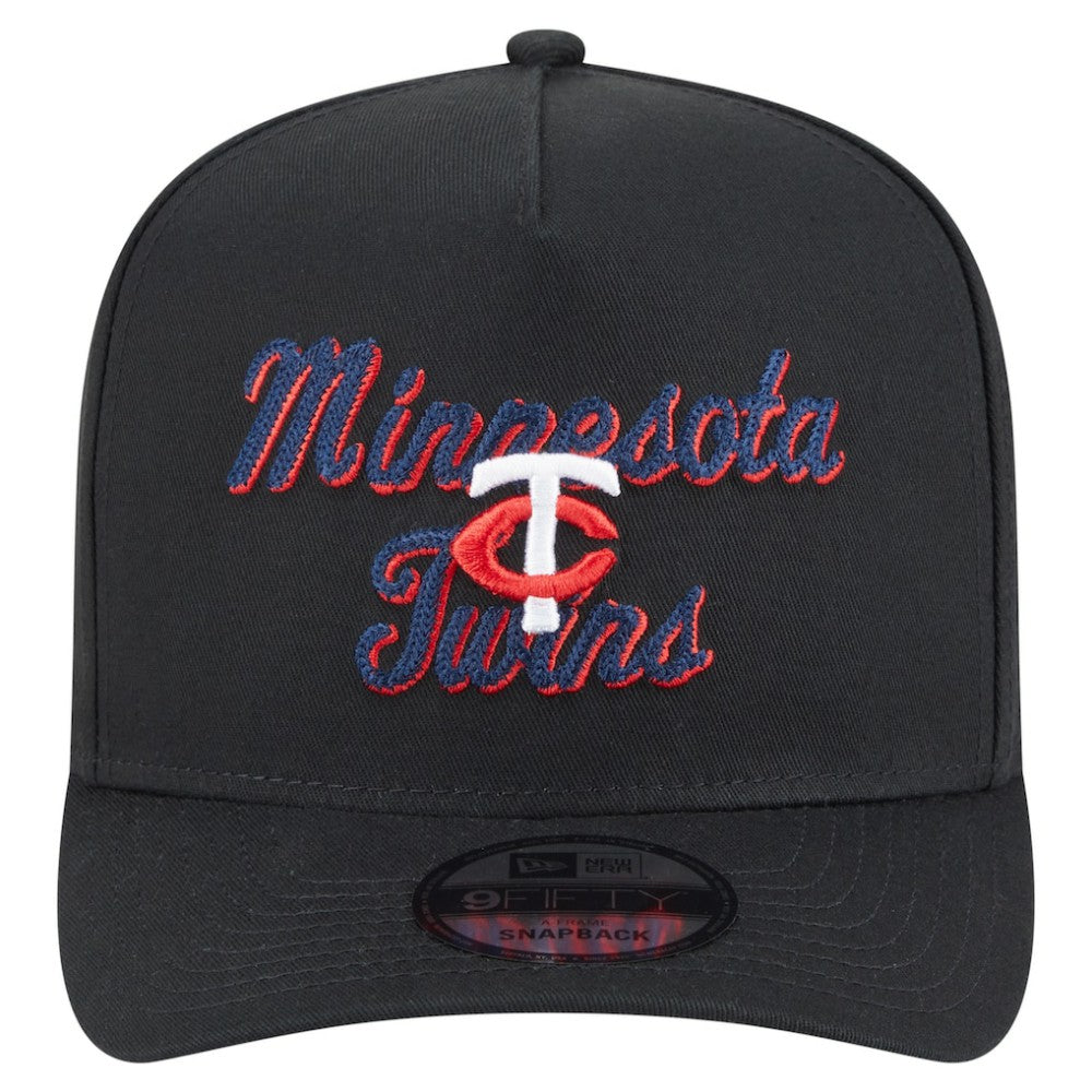 Minnesota Twins Chainstitch 9FIFTY A-Frame Snapback Hat - Black | New Era