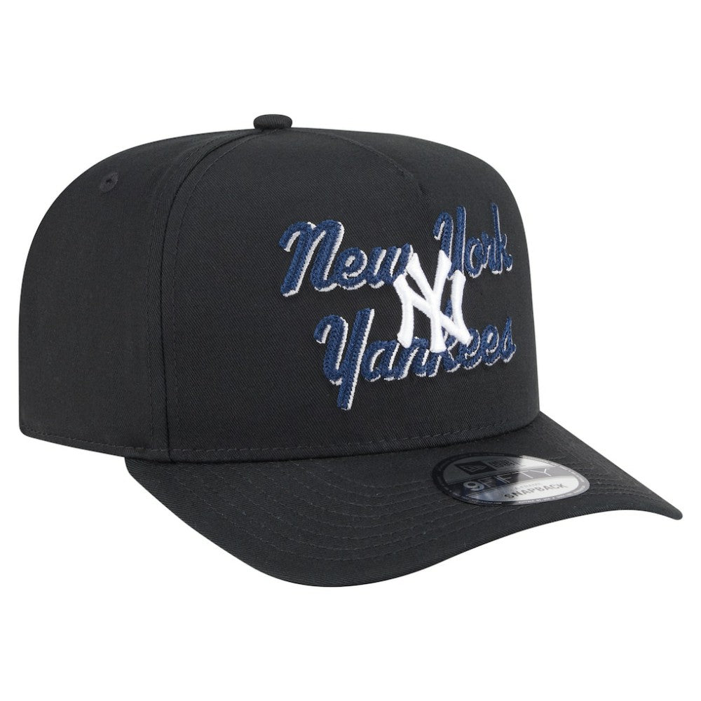 New York Yankees Chainstitch 9FIFTY A-Frame Snapback Hat - Black | New Era