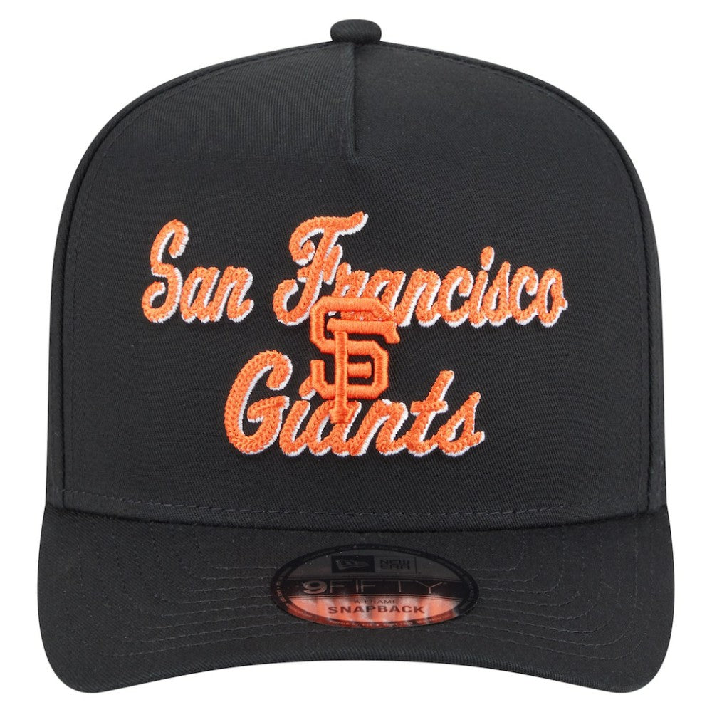 San Francisco Giants Chainstitch 9FIFTY A-Frame Snapback Hat - Black | New Era
