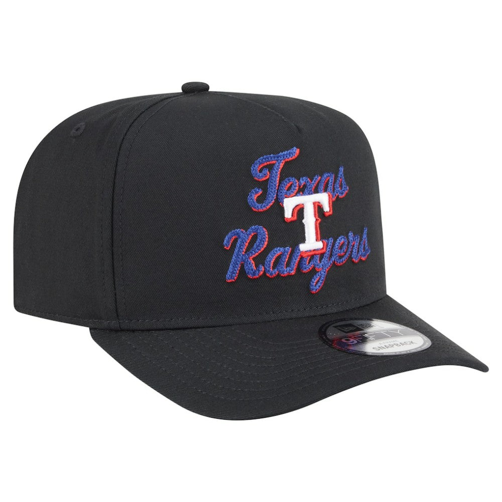 Texas Rangers Chainstitch 9FIFTY A-Frame Snapback Hat - Black | New Era