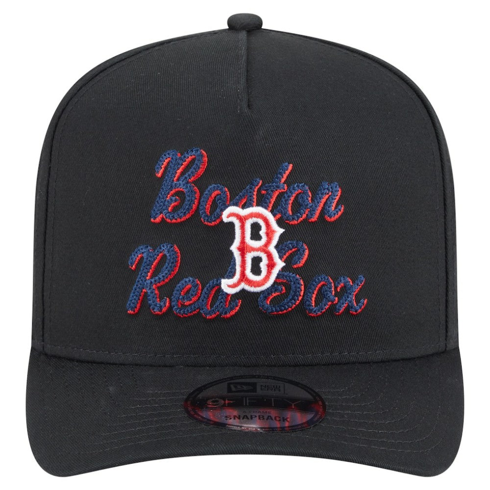 Boston Red Sox Chainstitch 9FIFTY A-Frame Snapback Hat - Black | New Era