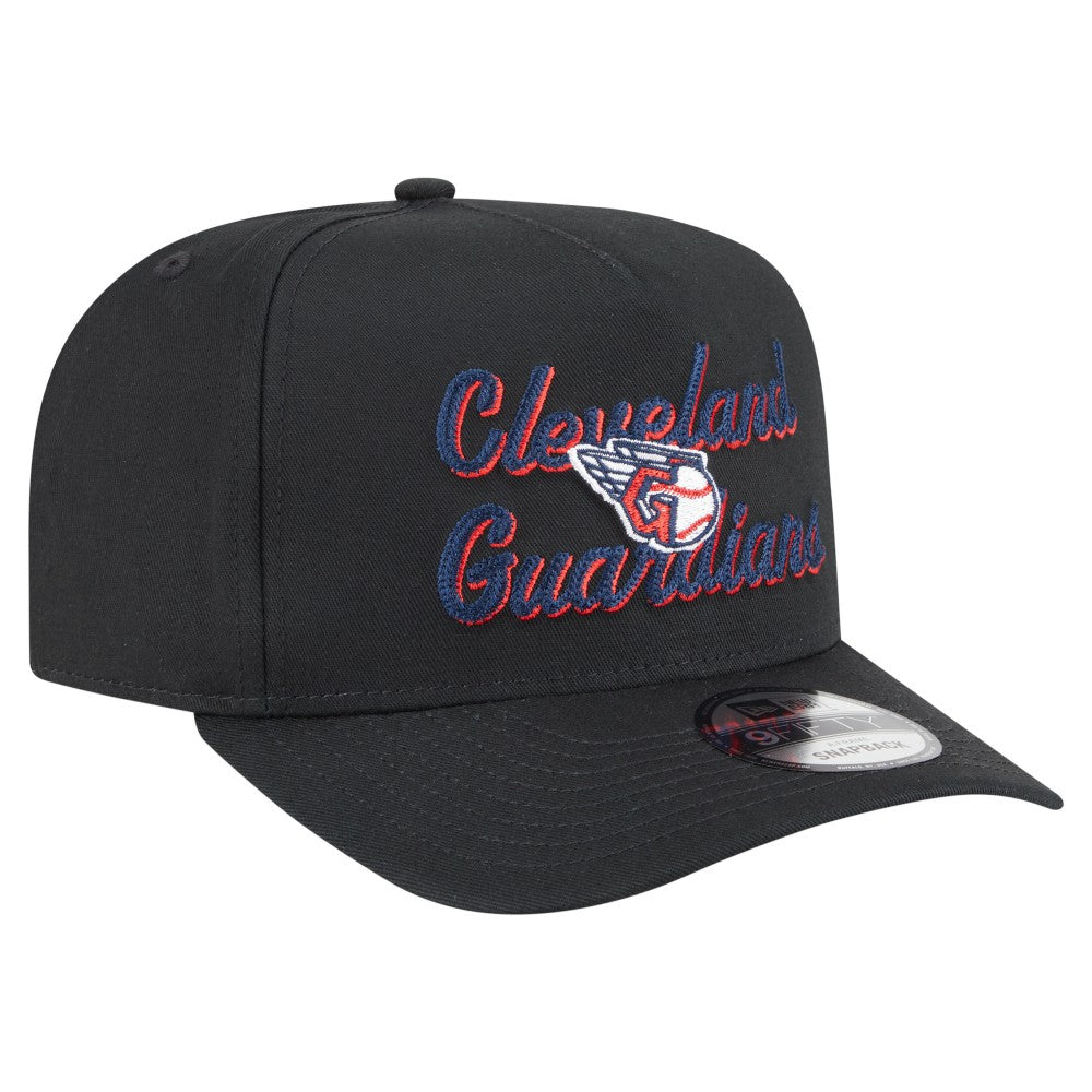 Cleveland Guardians Chainstitch 9FIFTY A-Frame Snapback Hat - Black | New Era