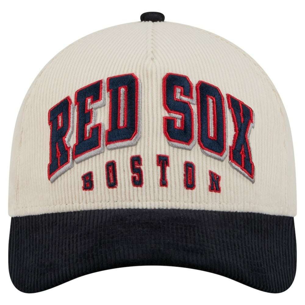 Boston Red Sox Sided Corduroy 9FORTY A-Frame Adjustable Hat - Cream/Navy | New Era