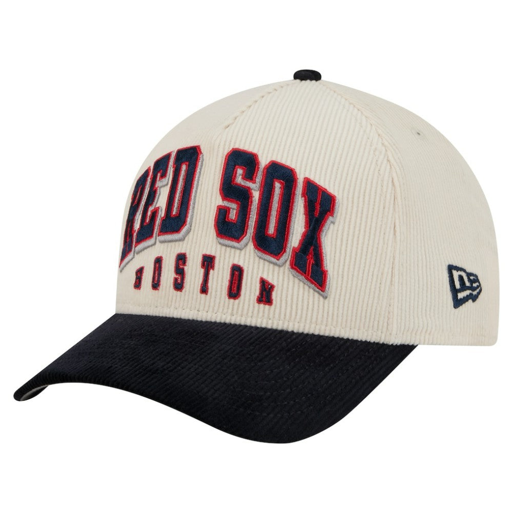 Boston Red Sox Sided Corduroy 9FORTY A-Frame Adjustable Hat - Cream/Navy | New Era