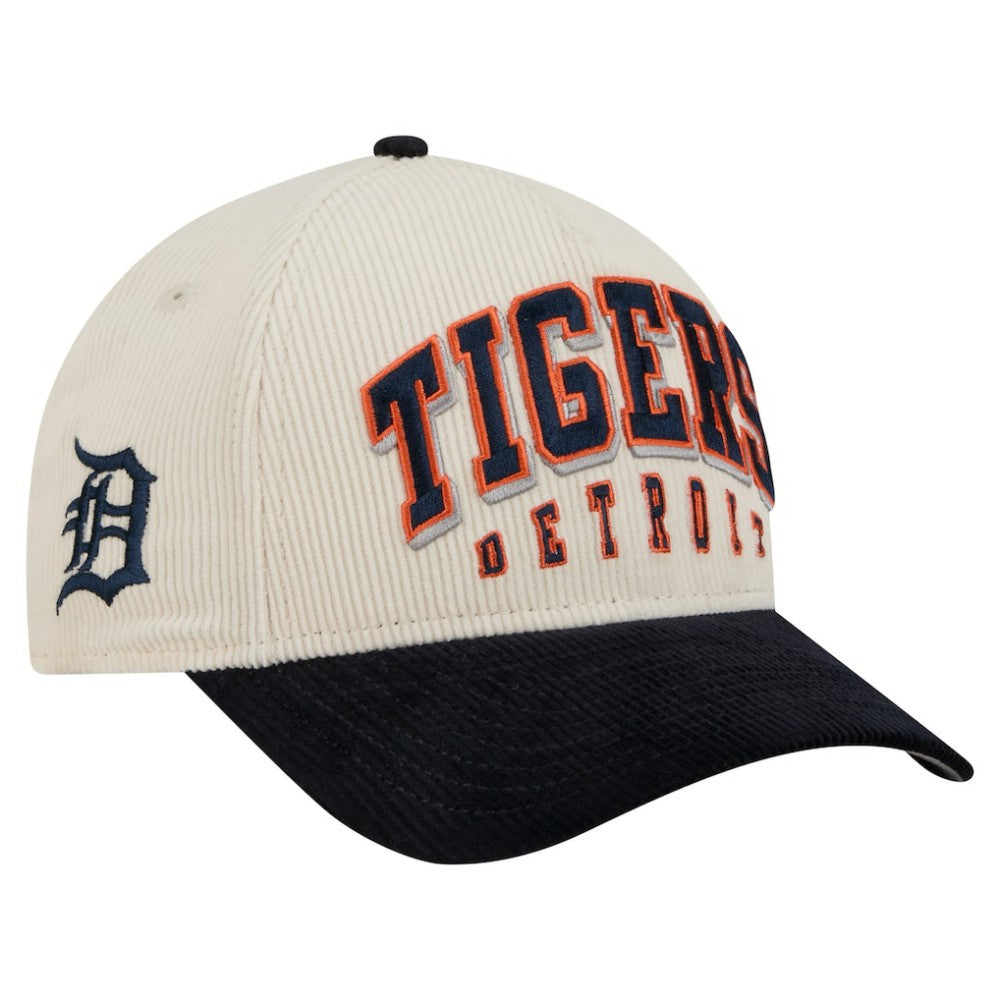 Detroit Tigers Sided Corduroy 9FORTY A-Frame Adjustable Hat - Cream/Navy | New Era