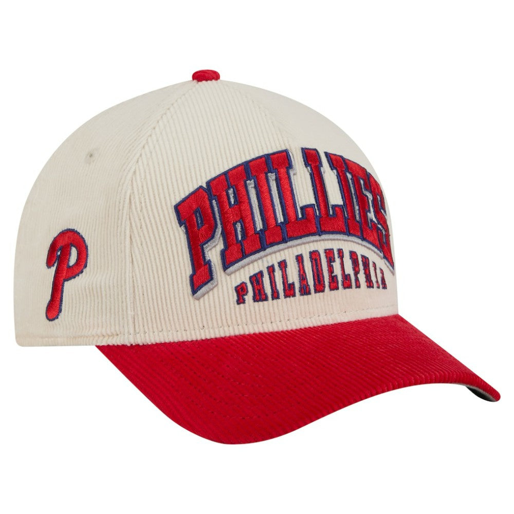 Philadelphia Phillies Sided Corduroy 9FORTY A-Frame Adjustable Hat - Cream/Red | New Era