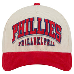 Philadelphia Phillies Sided Corduroy 9FORTY A-Frame Adjustable Hat - Cream/Red | New Era