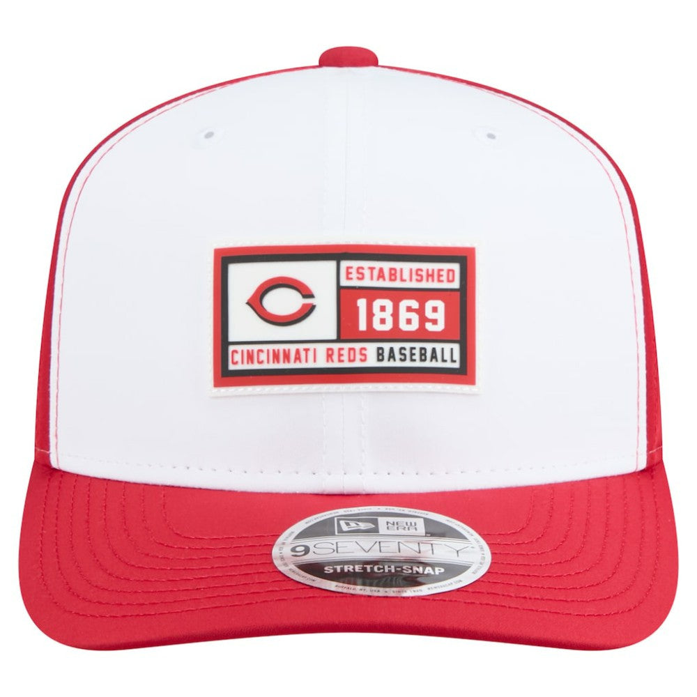 Cincinnati Reds Established Patch 9SEVENTY Adjustable Hat - White/Red | New Era