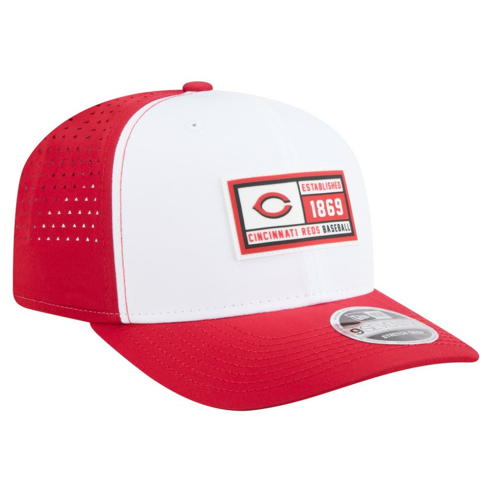 Cincinnati Reds Established Patch 9SEVENTY Adjustable Hat - White/Red | New Era
